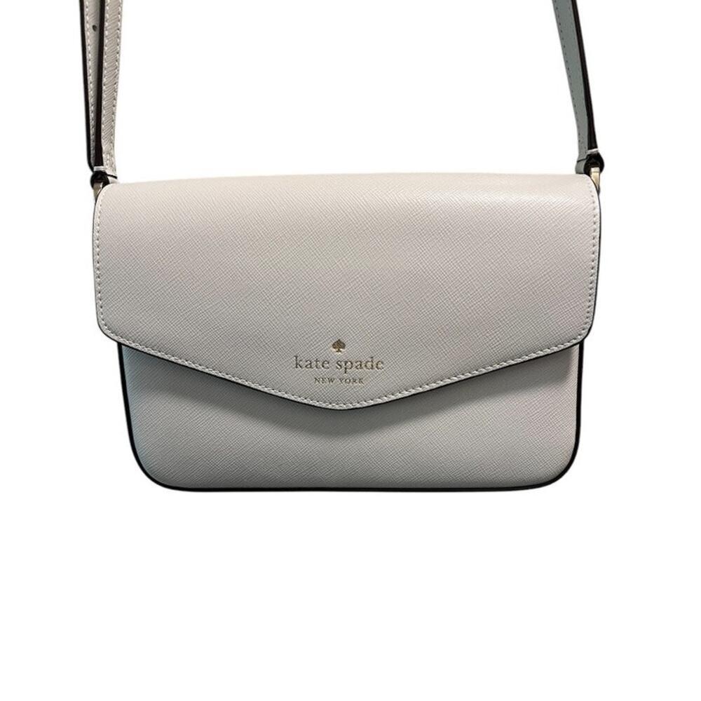 Kate Spade White Leather Envelope Snap Closure Crossbody Purse